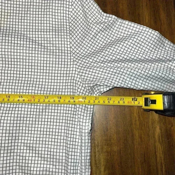 Twillory Safe Cotton Non Iron White Gray Windowpane Button Down 16 34/35 - Picture 5 of 6
